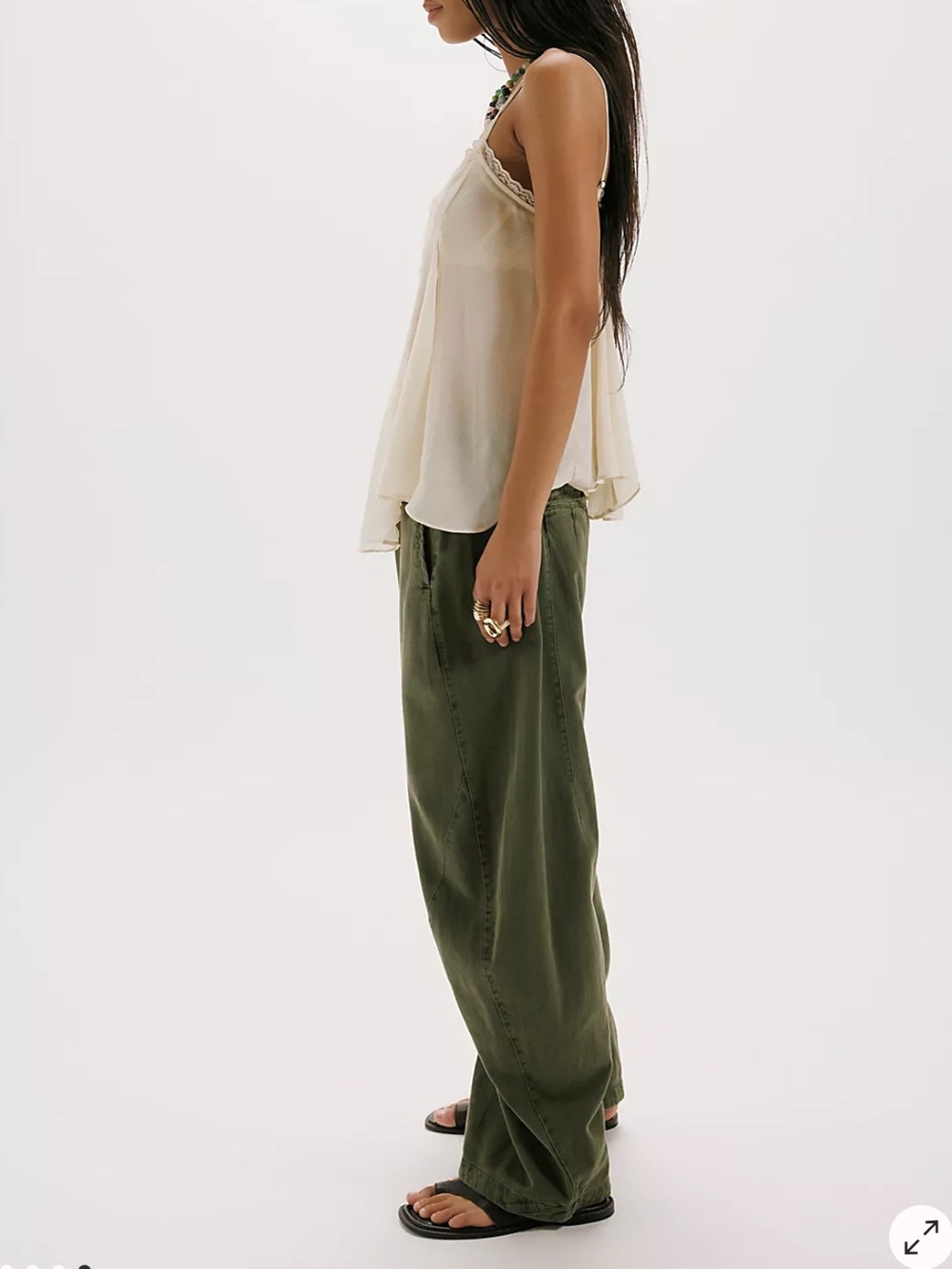 Free People Spotlight Washed Barrel Chino Trousers 0 Dusty Olive NWT Wide Pant - Picture 5 of 14